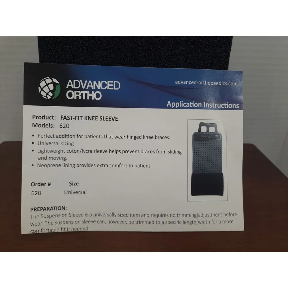 Advanced‎ Ortho Fast Fit Suspension Sleeve Knee Brace Universal Black 620